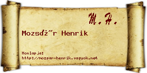 Mozsár Henrik névjegykártya